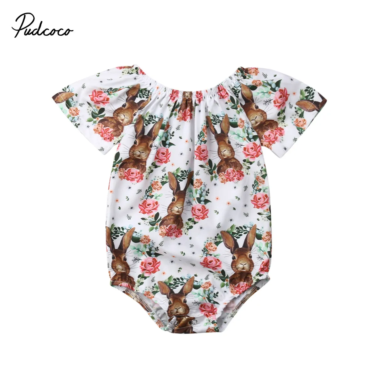 

2019 Summer Easter Baby Girls Bunny Flowers Romper Rabbit Jumpsuit Outfits for Newborn Infant Children Clothes Kid Clothing