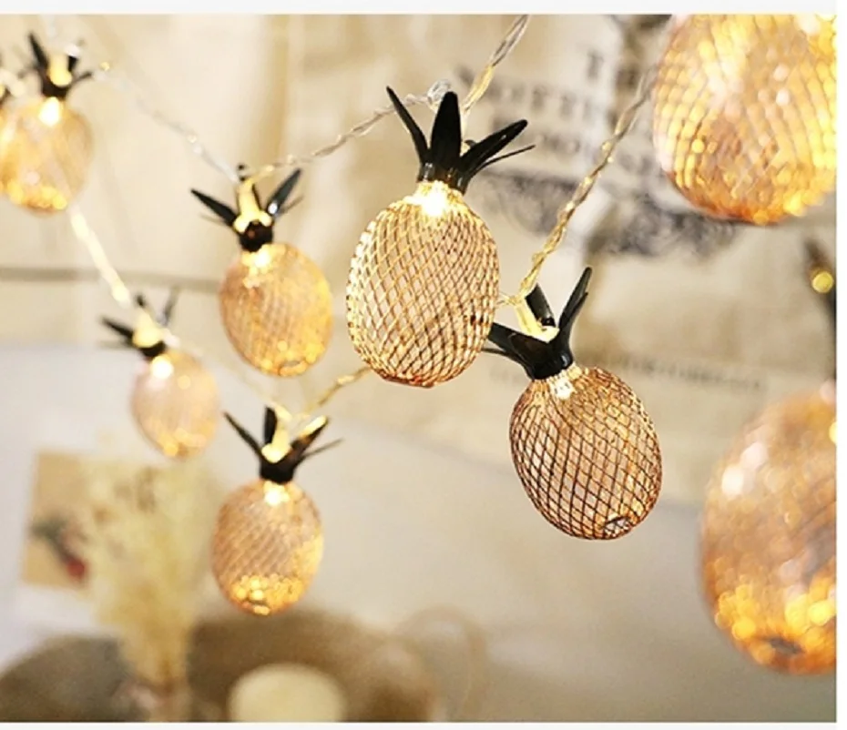 

1M/1.5M/3M Lovely Yellow Pineapple Holiday String Light Battery/EU Plug Powered LED Light For Christmas Bedroom Party Decor