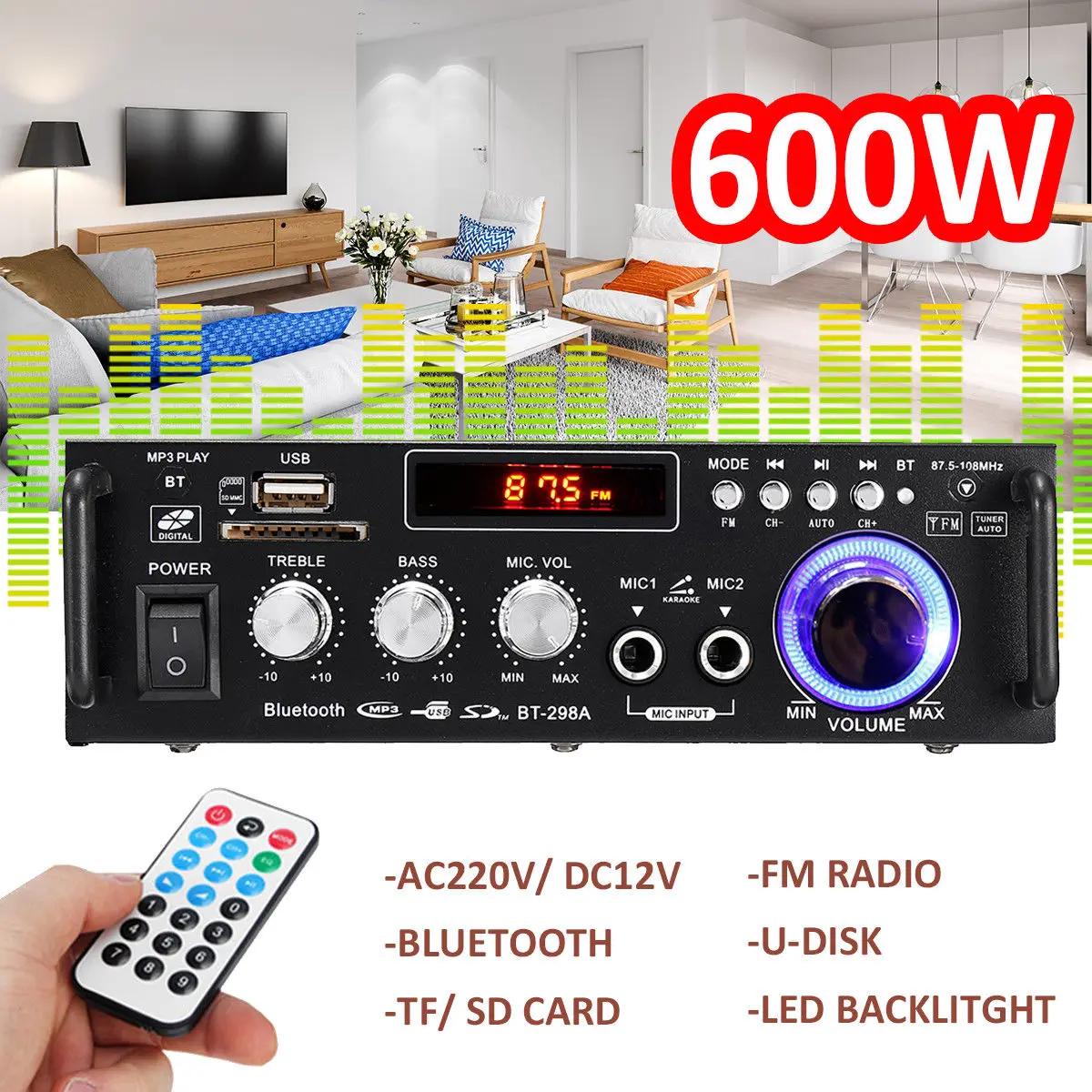 Купить 600 Вт дома Усилители звука <b>Bluetooth</b> разъем ...