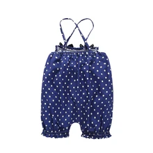 Новинка; стильные детские комбинезоны для девочек; комбинезон; короткие штаны; комплект; Летние повседневные свободные штаны с завязками в горошек