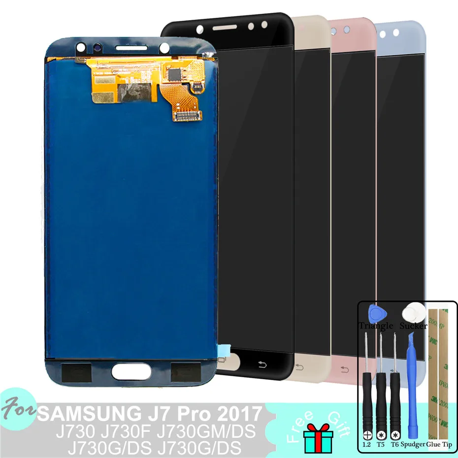 Цена SM J730F G GM FN DS для samsung Galaxy J7 Pro 2017 J730 ЖК дисплей + сенсорный экран J730F регулировка яркости Pancel