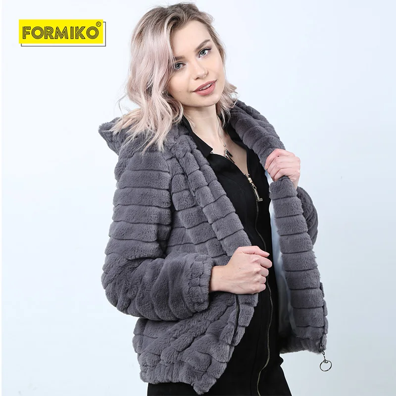 Formiko утеплённая зимняя меховая куртка с капюшоном. Женская короткая из