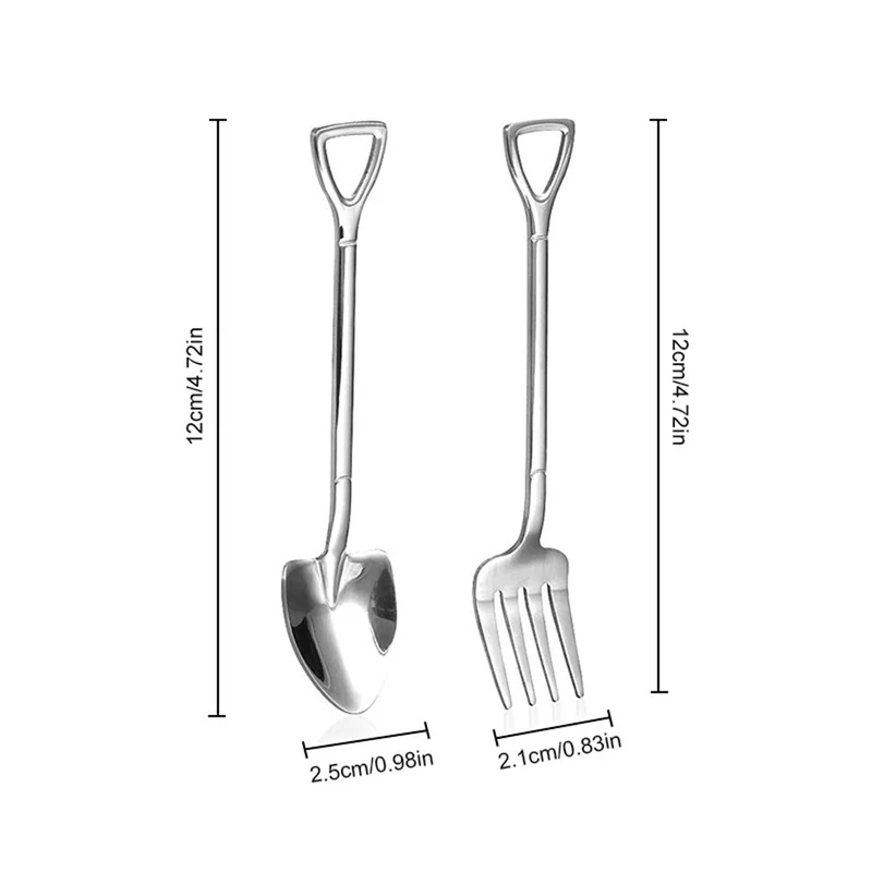 2 предмета креативные милые дизайн Мороженое ложка, вилка для фруктов комплект Кухня Нержавеющая сталь десертная лопатка ложка и вилка для пикника путешествия