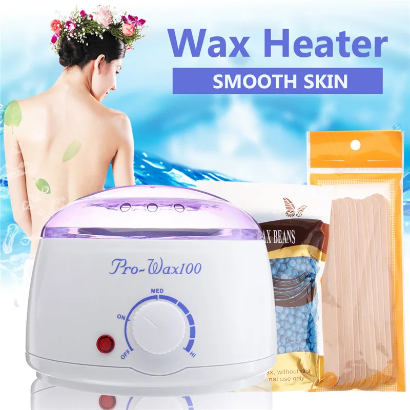 220V Depilatory Paraffin Wax Heater Warmer EU Plug + 300g Hard Wax