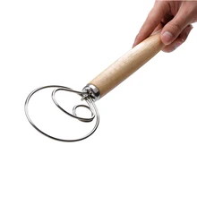 Деревянная ручка датский венчик для теста домашнего и кухонного использования