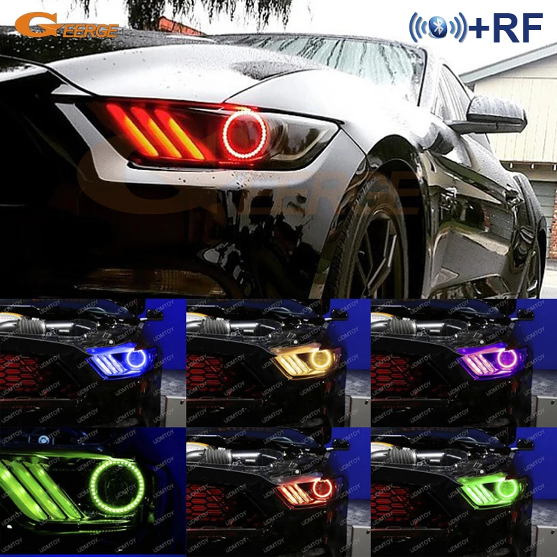 

For Ford Mustang 2015 2016 headlight Excellent RF Bluetooth Controller Multi-Color Ultra bright RGB LED Angel Eyes Halo Ring kit