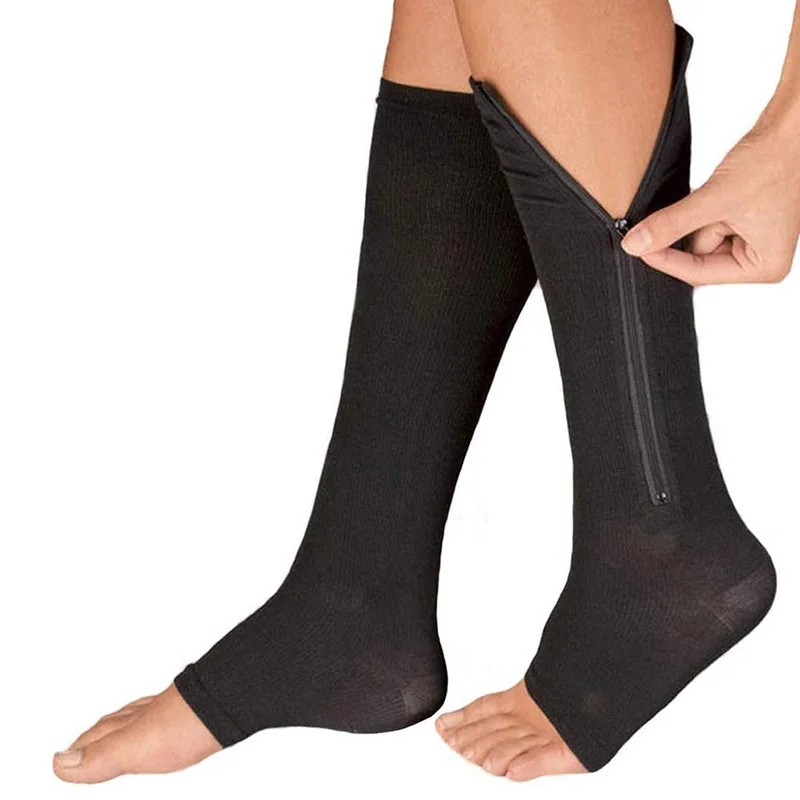 

Unisex Functional Sports Socks Compression Zipper Socks Leg Calf Protector Prevent Varicose Veins Anti-Fatigue Stretchy Socks