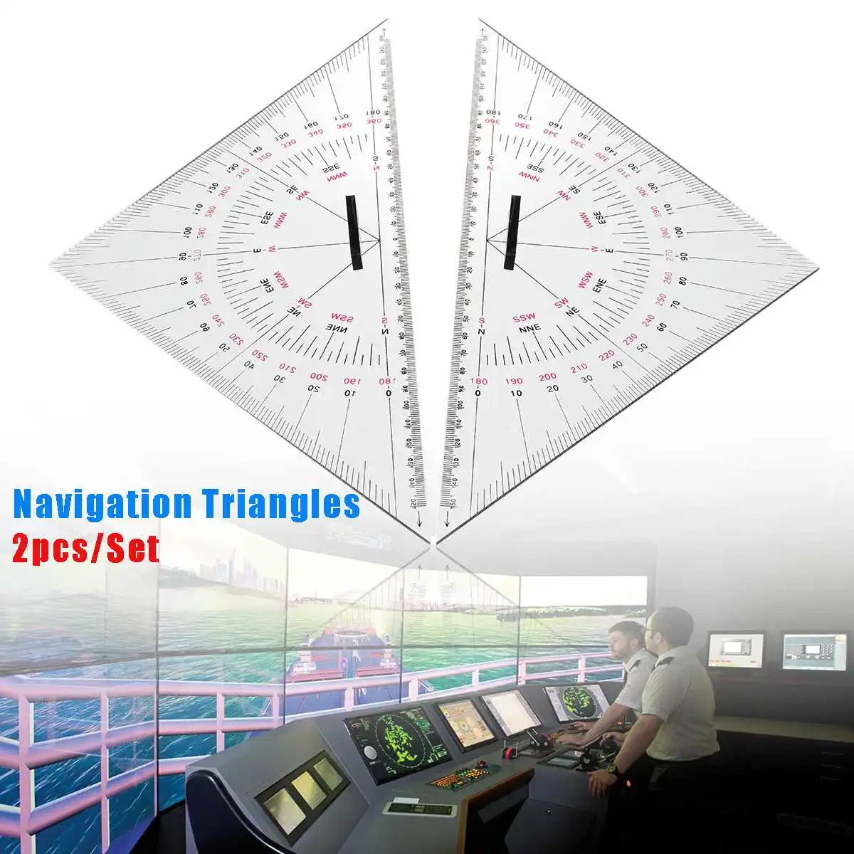 

2Pcs 300mm Acrylic Navigation Triangular Protractor Hypotenuse Nautical Squares 34x24x24cm Clear Measuring & Gauging Tools
