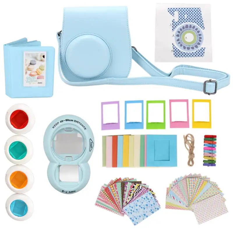 

9 in 1 Instant Film Camera Album Bundles Kit Camera Case Bag for Fujifilm Instax Mini 8 Camera Accessory Decor Sticker