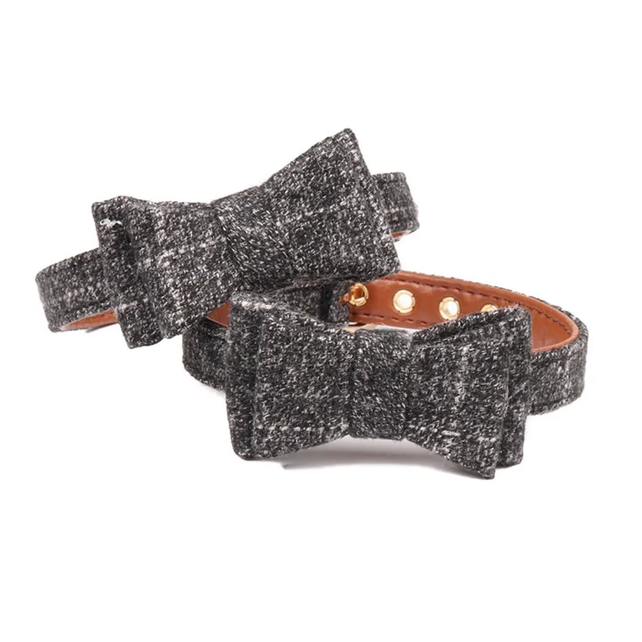 Pet Cat Dog Collar Neck Strap Bowknot British Style Neckerchief for Teddy Small Pug Chihuahua Fashion New Red Blue Gray