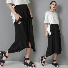 Черная Женская юбка, Весенняя Осенняя юбка миди, Корейская Новая модная винтажная трикотажная юбка, неравномерное шоу, тонкая юбка с высокой талией