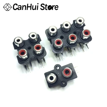 

5Pcs 2/4/6 hole RCA Female Stereo audio Jack AV Audio input socket Connector Lotus row Amplifier Interface Signal connection