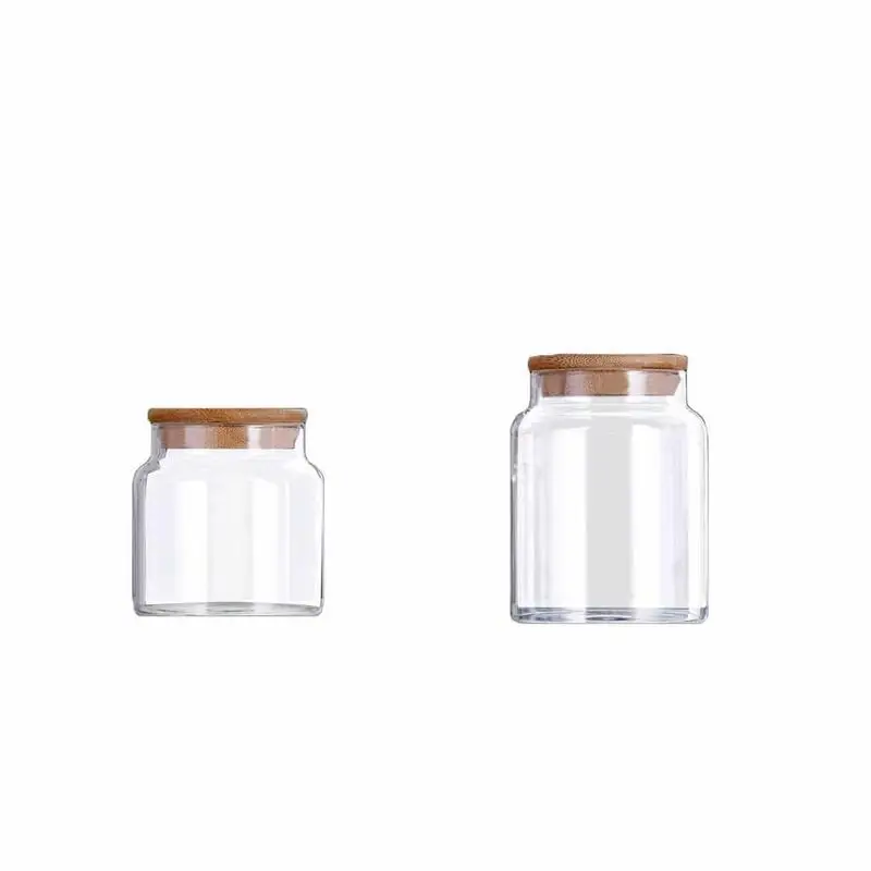 

Innovation Glass Storage Jar Beautiful Durable Sealed Grain Storage Bottle With Bamboo Cover Practical Simple Tea Flavor Jars