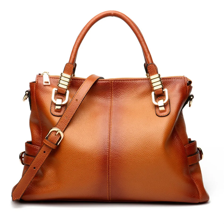 

2019 New Women Bags Designer Genuine Leather Luxury Handbags Shoulder Casual Tote Brown Bag Casual Brand Ladies Messenger Bag