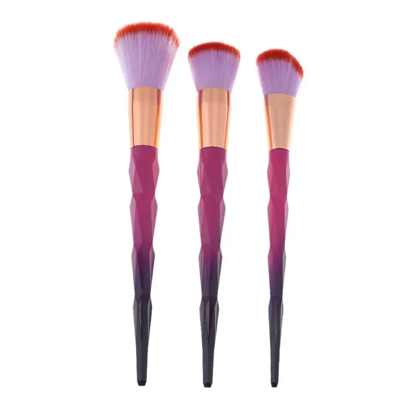 

3pcs Diamond Rose Red Gradient Purple Makeup Brush Foundation Powder Make up Brushes Pincel Maquiagem Cosmetic Tool