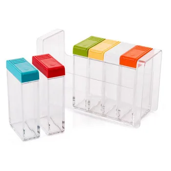 

Promotion! 6 pcs / set Spice jar Spice jar, kitchen Condiment bottle Storage container & tray, Transparent salt storage box Ki