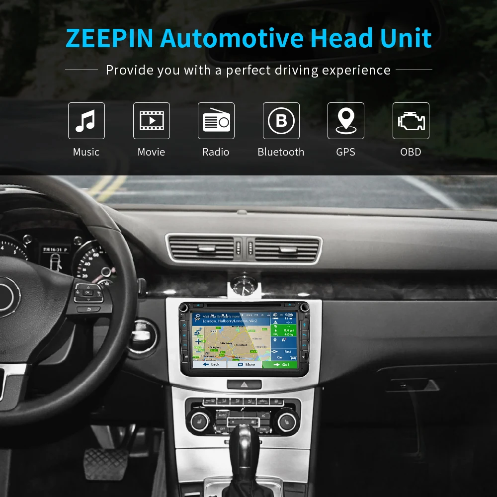 Best ZEEPIN WG8015 8 inch 2 Din Car Multimedia Player Android 8.0 Octa Core DVD Player GPS Wifi Bluetooth FM Rear View for Volkswagen 2