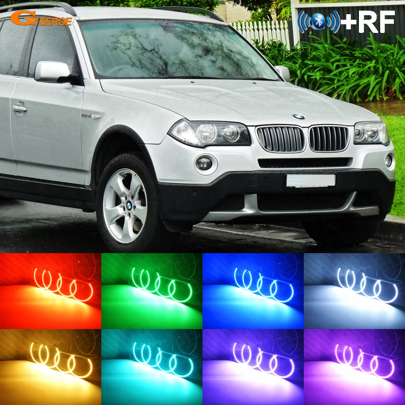 

For BMW E83 X3 2007-2010 Halogen headlight RF Bluetooth Controller Multi-Color Ultra bright RGB LED Angel Eyes Halo Ring kit