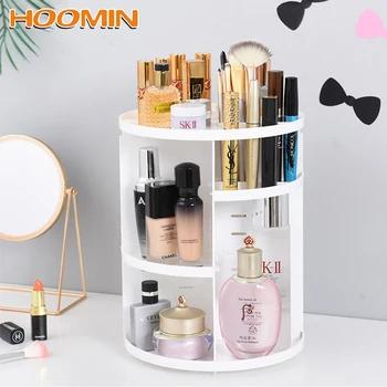 

HOOMIN Removable DIY Cosmetic Storage Box Large Capacity Desktop storage Storage Box Shelf 360-Degree Rotating Makeup Organizer