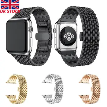 

For Apple Watch iWatch 1 2 3 4 Women Men Stainless Dragon Pattern Band Bracelet Strap 38 42mm