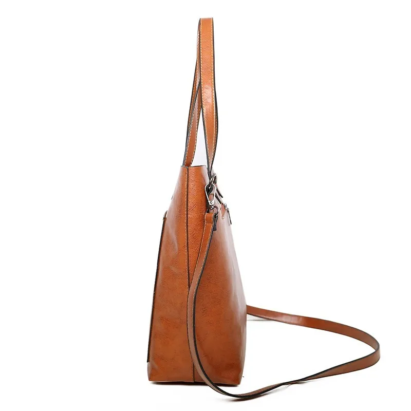 2019 النساء حقائب يد جلدية عالية الجودة خمر حقائب اليد Sac كبيرة قدرة حمل حقيبة الإناث أعلى مقبض حقيبة للفتيات