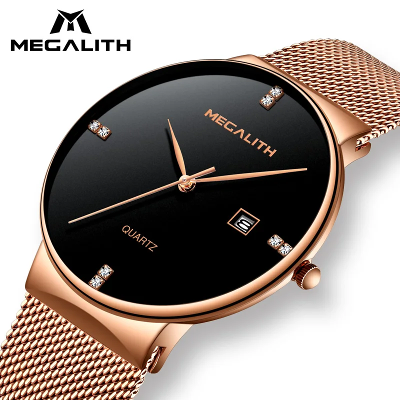 

MEGALITH 2019 New Luxury Diamond Wrist Watch For Men Waterproof Sport Business Quartz Watch Ultra Thin Dial Date Man Clock Reloj
