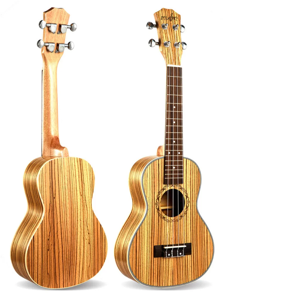 

26 Inch Ukulele Zebra Wood Four Stringed Instrument Small Guitar
