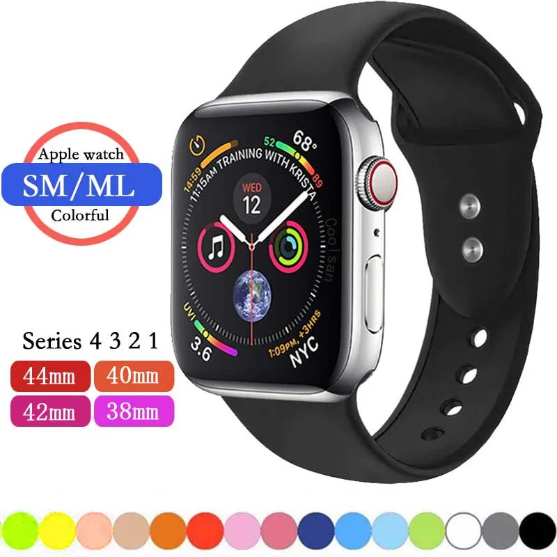 

Colorful Soft Silicone Sports Band for Apple Watch Series 1 2 3 4 38MM 42MM Rubber Watchband Strap for 40MM 44MM iWatch Series4