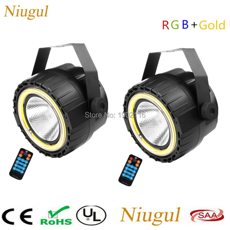 

2pcs/lot Wireless Remote Control RGB 3IN1 Mini COB Par Light + Gold LED Strip ,DMX512 COB Effect Stage Lighting LED Strobe Lamp