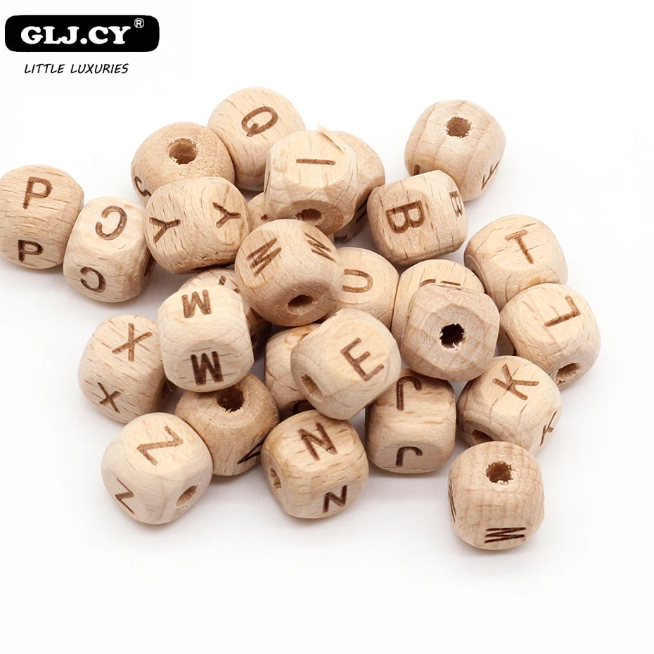 

100pcs Beech English Alphabet Wooden Beads Holder Must-have Accessories Custom Name DIY Baby Pacifier Chain Safety and Security