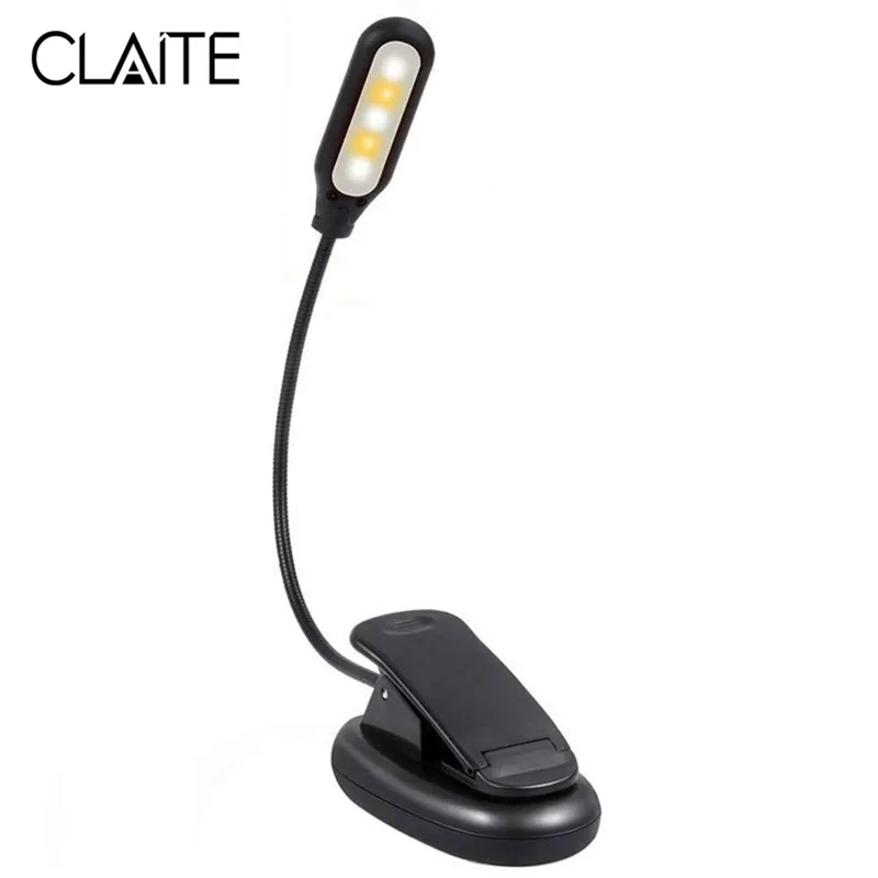 CLAITE 110LM книга свет USB перезаряжаемые гибкая 1 Вт 5 светодио дный LED Клип чтение ночник 3 яркость режимы настольная лампа