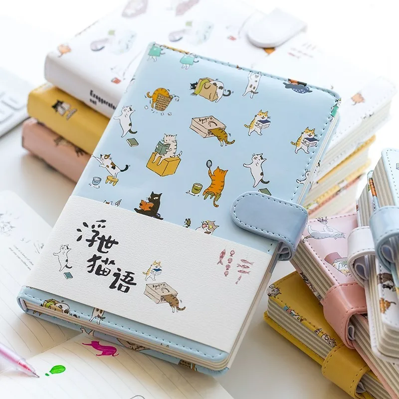 

Kawaii Cat Handmade Hardcover Sketchbook Journal Cute Notebook Teenage Girl Diary Book Paper Weekly Planner Stationery 016021