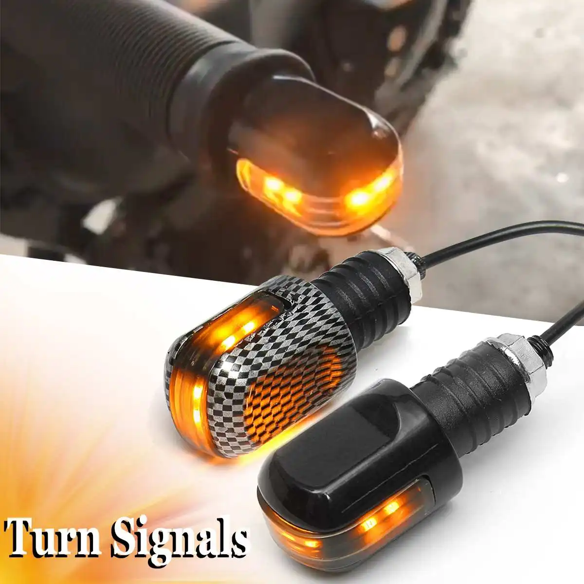 1 Pair 12V Universal Smoked Amber LED Indicator Handlebar Motorcycles