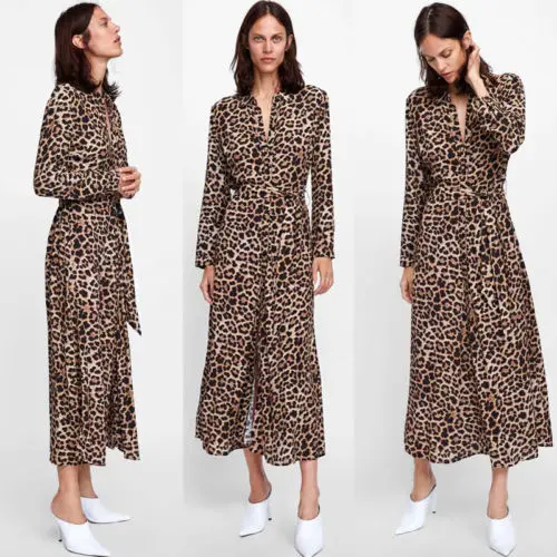 Nadafair, женское леопардовое платье,, длинный рукав, осень, зима, вечерние, элегантное, с животным принтом, винтажное, миди платье, для женщин, Vestidos