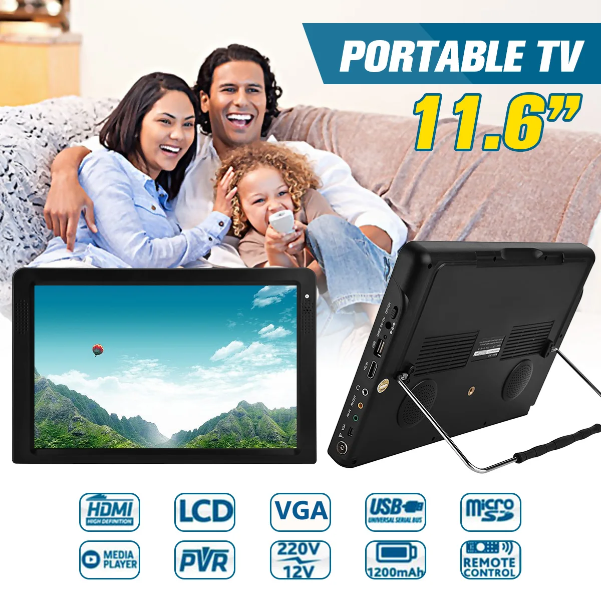 12/'/'12V Portable TV TFT HDMI VGA ATSC .M//H Digital Analog AC//DC DOLBY Car//Home