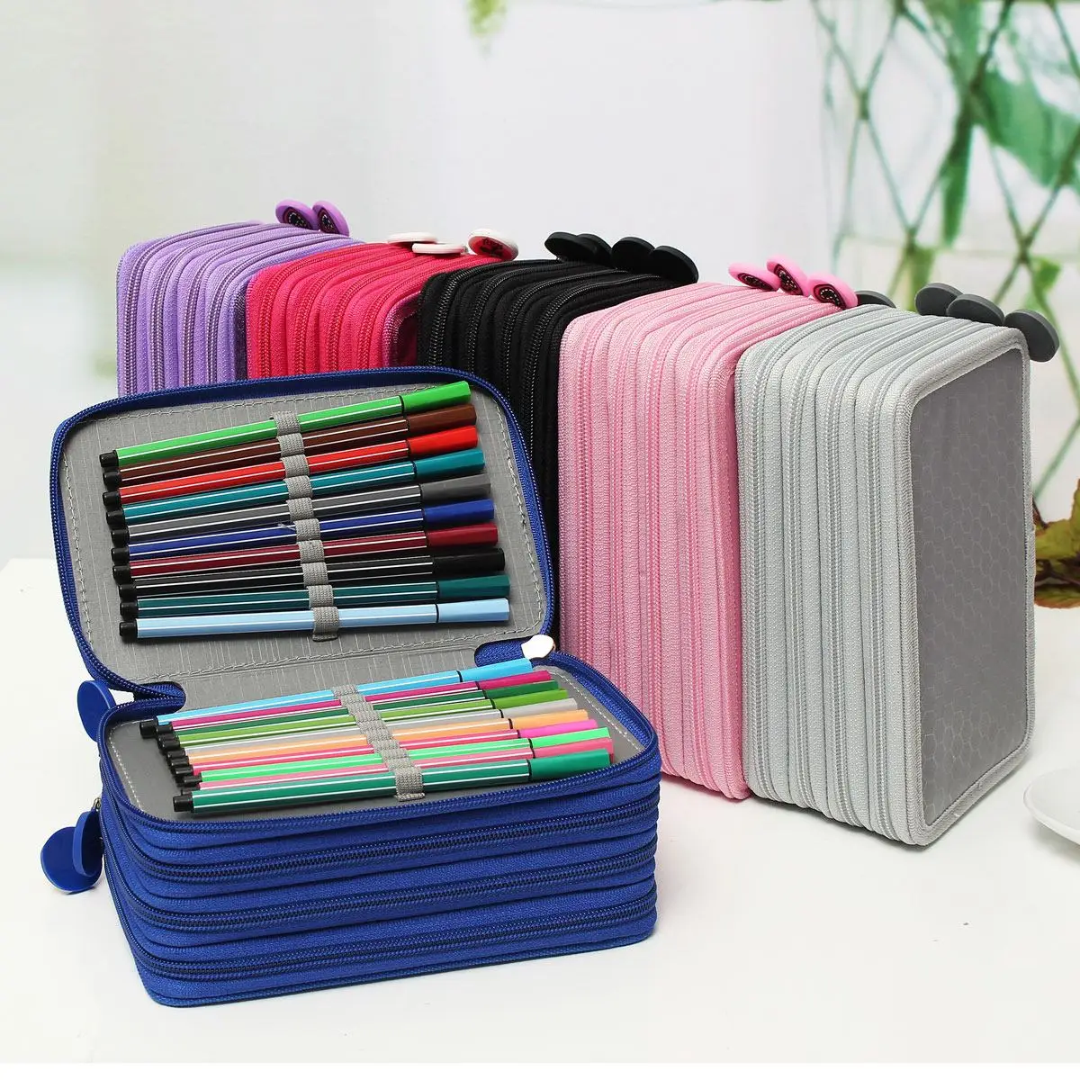 

72 Holders 4 Layer Portable Oxford Canvas Bag School Pencils Case Pouch Brush Pockets Bag Pencil Holder Case School Supplies