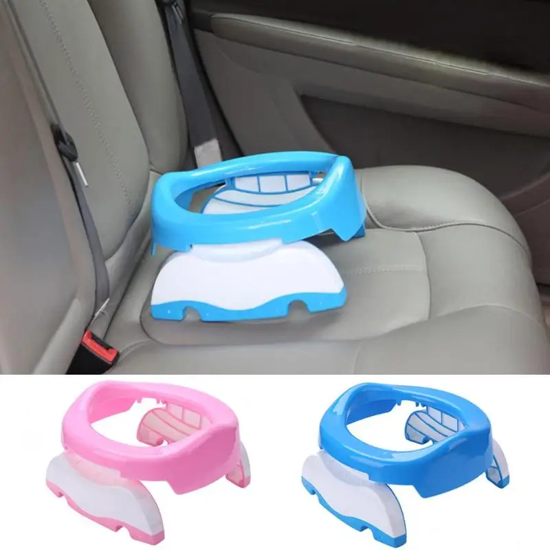 Портативный для малышей ночные горшки фолдавей сиденье для унитаза для приучения к туалету путешествия горшок кольца с мочи мешок для детей синий розовый