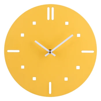 

30cm Simple Style Iron Art Silent Wall Clocks For Home Decor Brief Wall Clock Modern Silent Clocks - Yellow