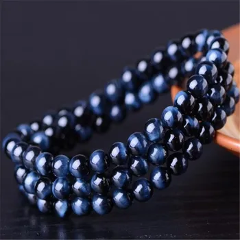 

6mm 108 crystal blue Tigereye yoga Bracelet cuff energy Cheaply Sutra Ruyi Lucky Buddhism Hot Bless Chakas natural fengshui