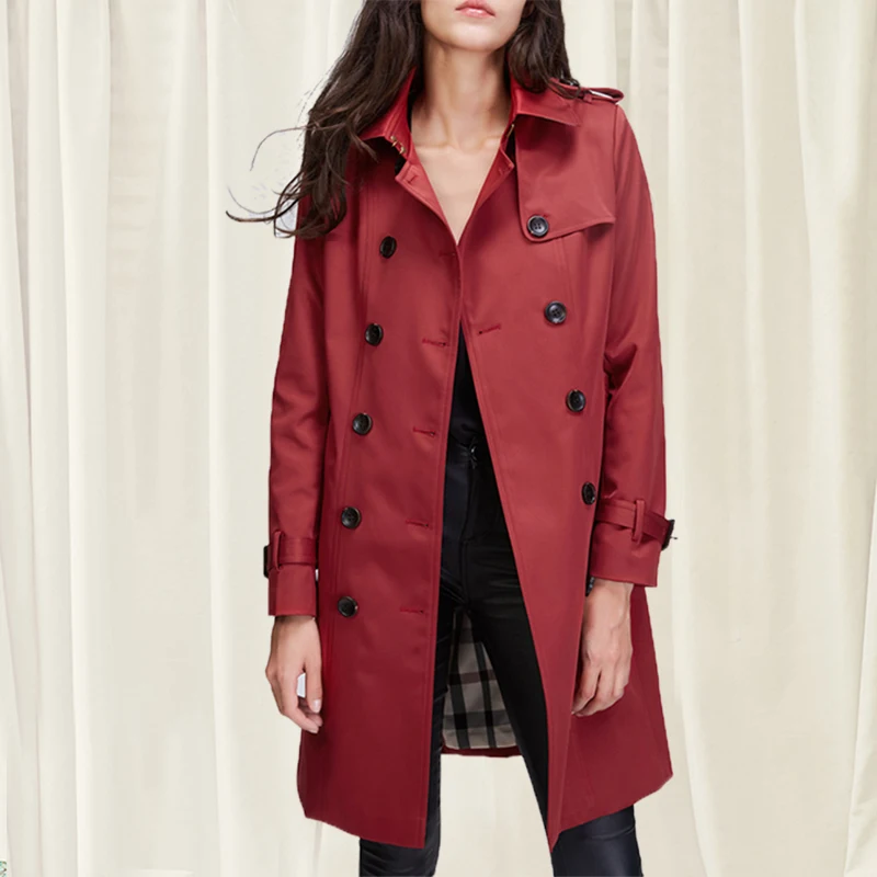 ewq Ceinture Automne Blue Fendue 2019 khaki Coupe Bl462 Printemps Boutonnage Longues Nouveau Mode À Hide Revers vent Commune Manches Double Poche Manteau gules Femme rpwxtrq61