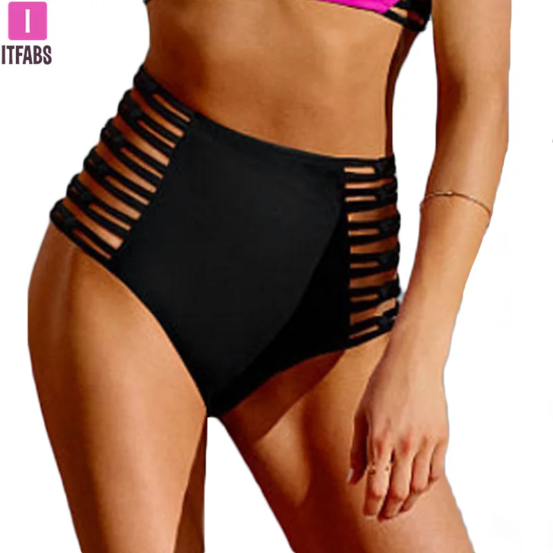 

2019 Summer sexy women bikini bottom beachwear High waist hollow out Bandage swimsuits swimwear Biquinis