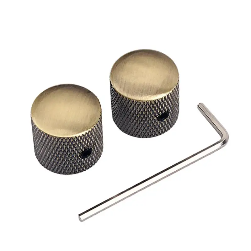 

2Pcs Metal Electric Guitar Bass Bronze Colour Durable Metal Volume Tone Cap Dome Knobs Guitarra Cap Tone Control Knobs