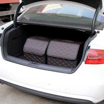 

Car Organizer Box PU Leather Extend Trunk Storage Space Auto Trash Tool Bag Folding Large Cargo Storage Stowing Tidying