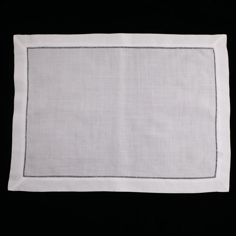

N014: 12 pieces White Hemstitch Cloth placemats 20" x 14.5" Ladder Hemstitch Dinner place mat table linen