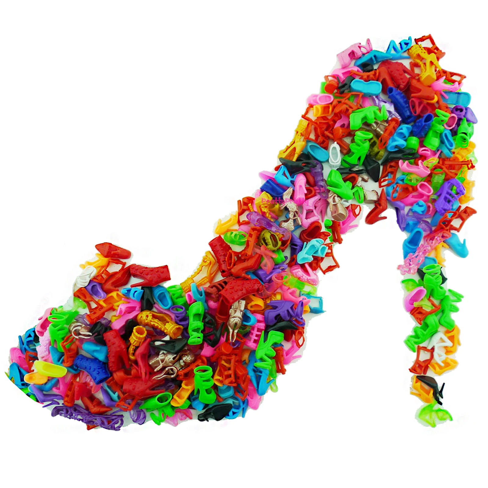 Venta al por mayor, 100 pares de zapatos de muñeca coloridos a la