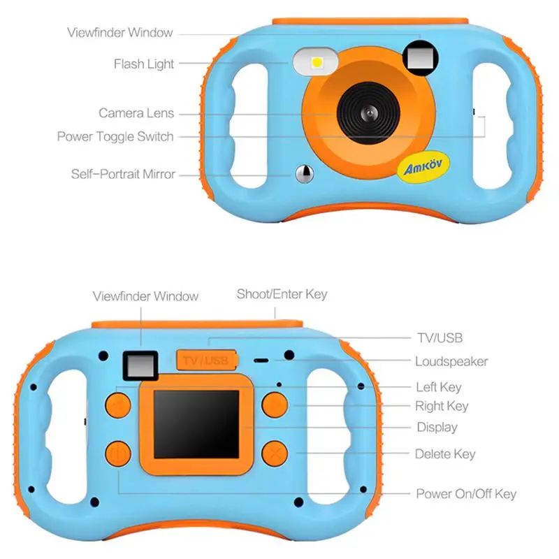Amkov Kids Digital Video Camera WiFi Connection 5 Megapixels Gift for Children Boys Girls