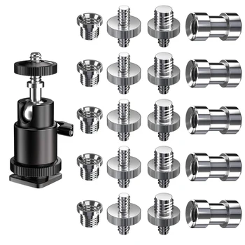 

HFES Camera Screw, 21 Pcs 1/4 Inch 3/8 Inch Converter Threaded Screws 1/4inch Hot Shoe Adapter Mount Camera Ball Head Set Came