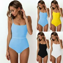 Модная Повседневная тонкая однотонная женская сексуальная цельная пляжная одежда, бикини, купальные костюмы, купальник, летняя одежда