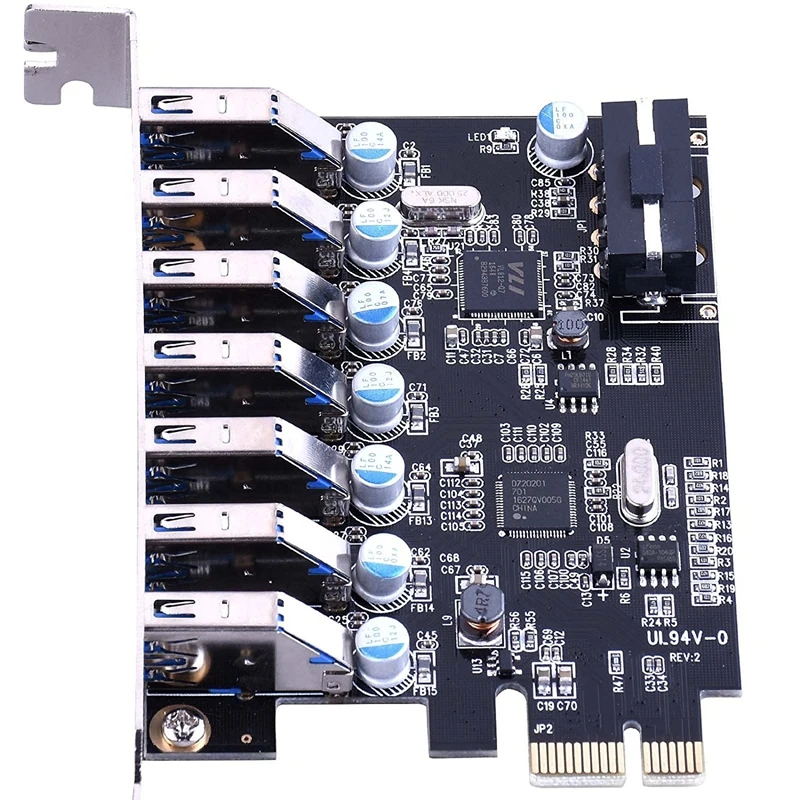 

7-Port Superspeed USB 3.0 PCI-E Express Expansion Card with 5V 4-Pin Power Connector for Desktops