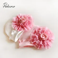 В году, новые брендовые осенне-зимние шапки для мальчиков и девочек с большим цветком принцесса Твердые шапочки зимние теплые больничные шапки подарки От 0 до 1 года